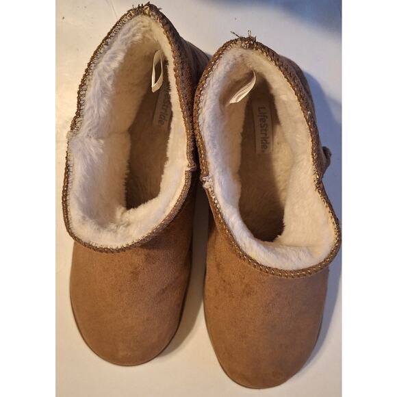 Life Stride Women's Faux Fur Lined Faux Suede Chestnut Tan Bootie Sleeper L 9 10 - Picture 3 of 10